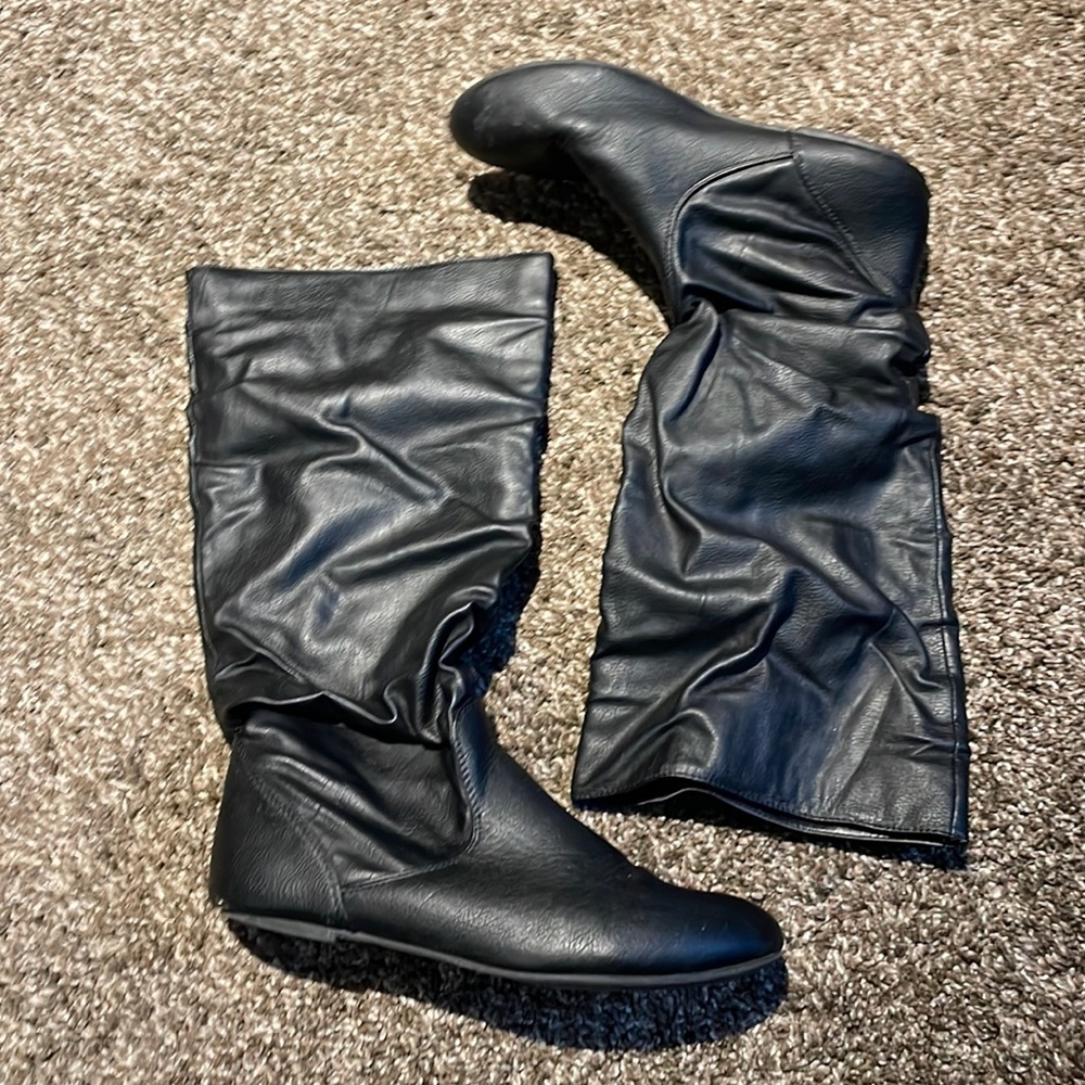 Black leather boots